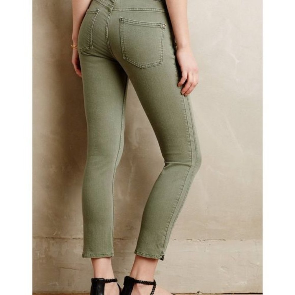 Anthropologie PILCRO Stet Cropped Ankle Jeans Olive sz 25 Women's - Picture 2 of 10